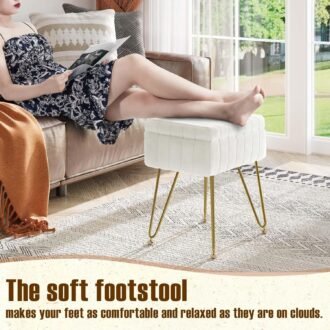 Faux fur dressing stool with storage